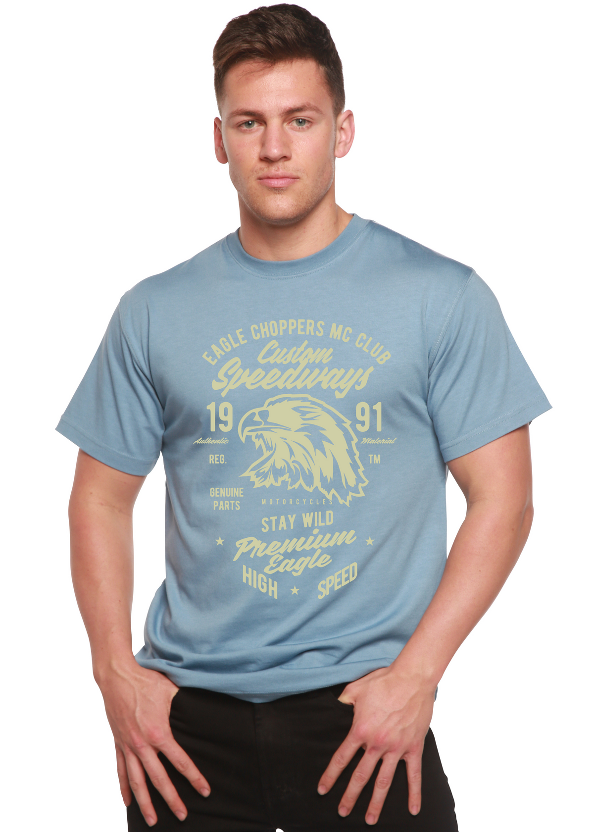 Custom Speedways Premium Eagle Men's Bamboo Viscose/Organic Cotton Short Sleeve Graphic T-Shirt