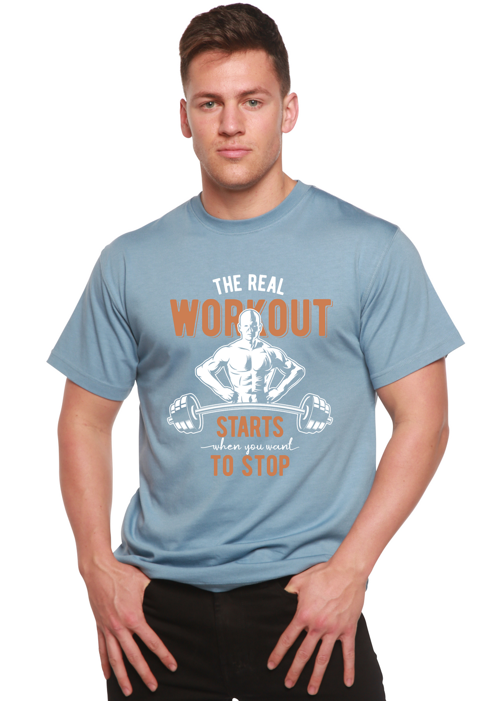 The Real Workout Men's Bamboo Viscose/Organic Cotton Short Sleeve Graphic T-Shirt