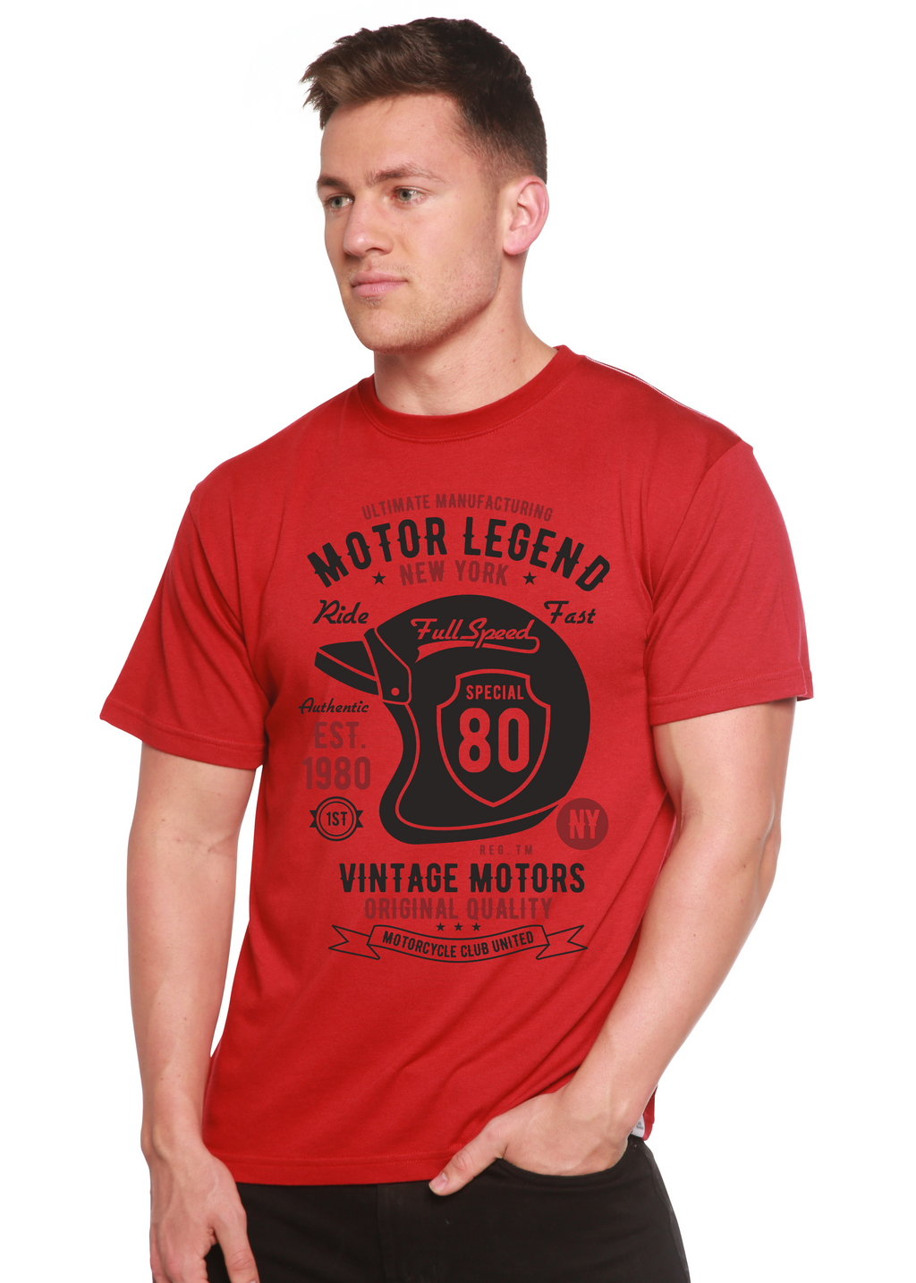 Motor Legend Helmet Men's Bamboo Viscose/Organic Cotton Short Sleeve Graphic T-Shirt