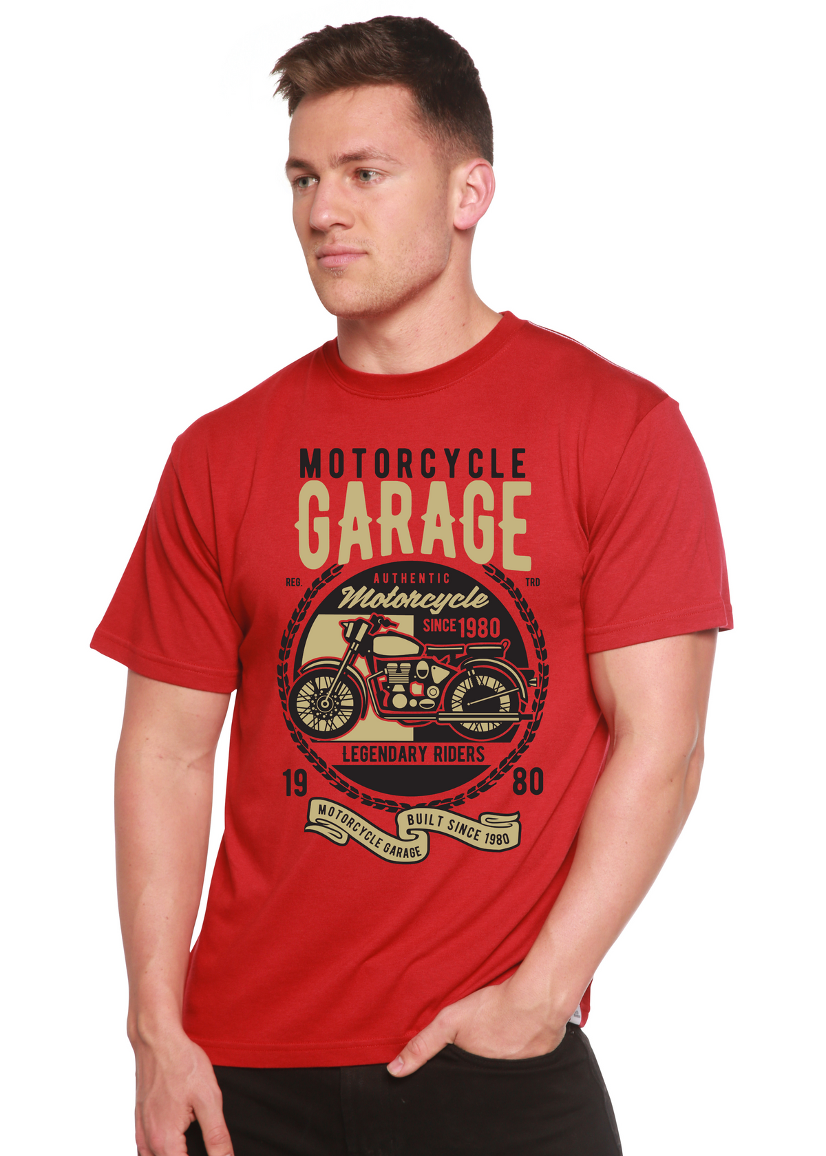 Motorcycle Garage Men's Bamboo Viscose/Organic Cotton Short Sleeve Graphic T-Shirt