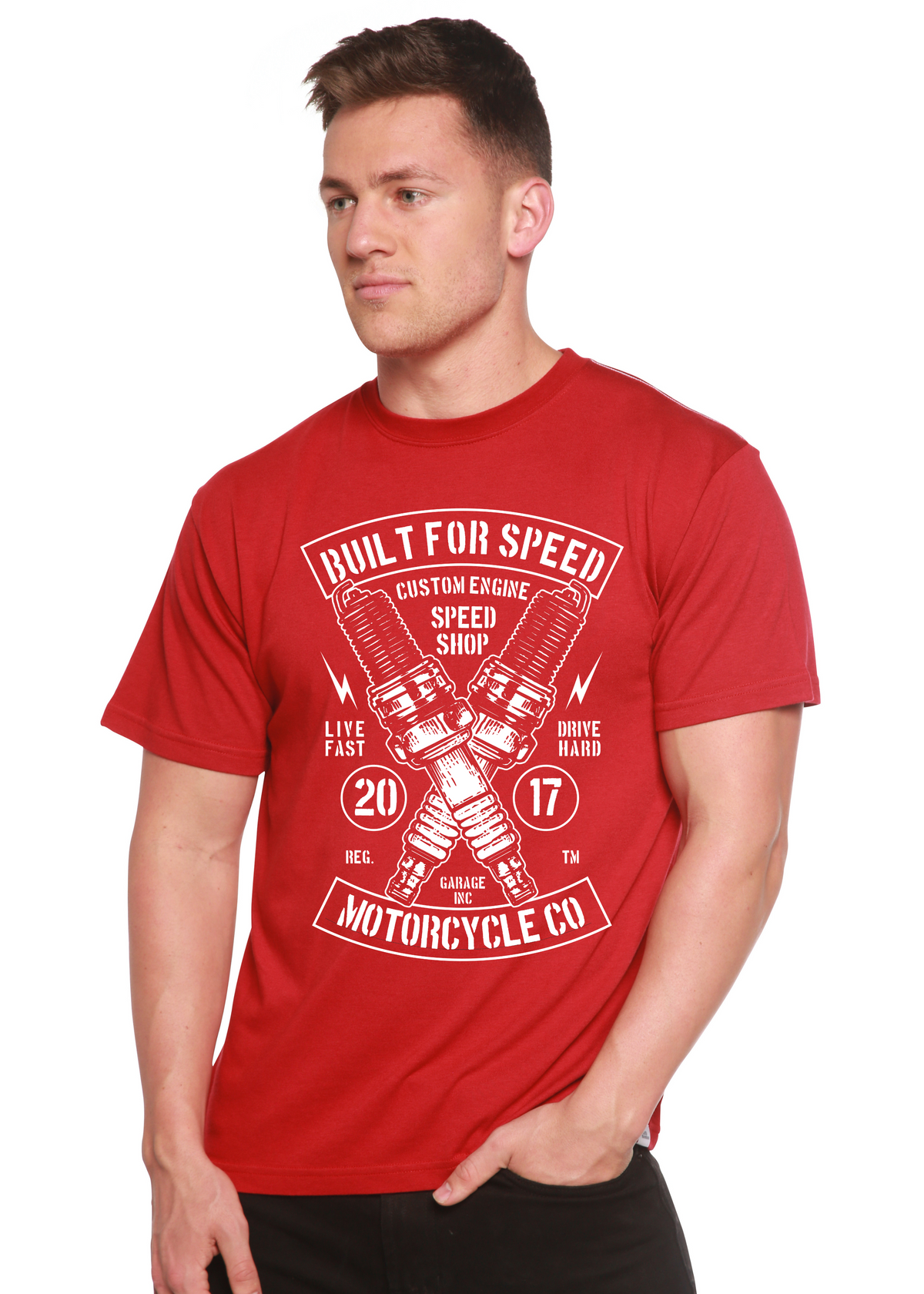 Built For Speed Men's Bamboo Viscose/Organic Cotton Short Sleeve Graphic T-Shirt