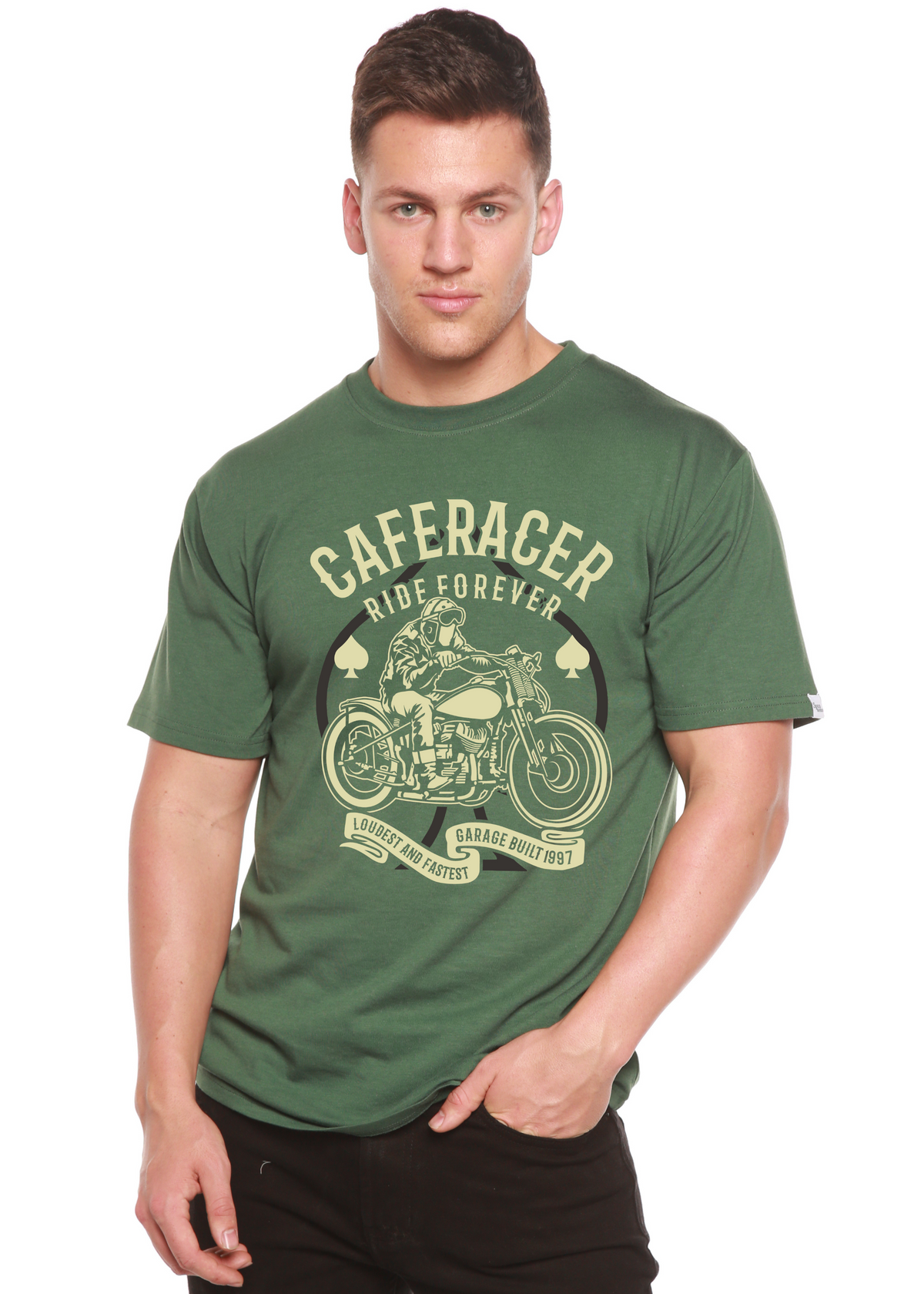 Caferacer Ride Forever Men's Bamboo Viscose/Organic Cotton Short Sleeve Graphic T-Shirt