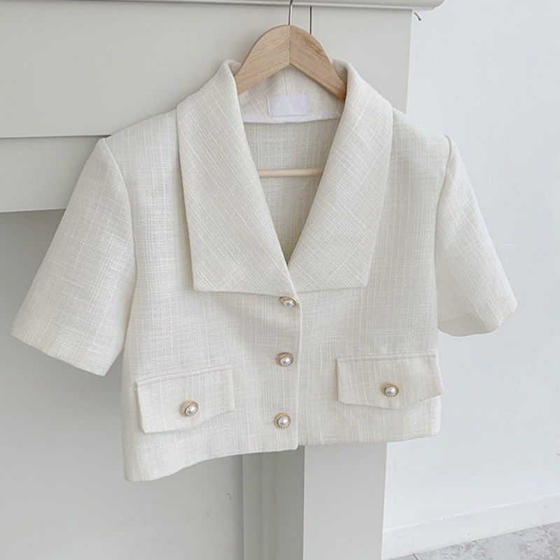 Short-Sleeve Cropped Blazer