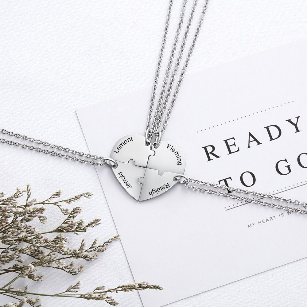 Four-Friend Heart Necklace