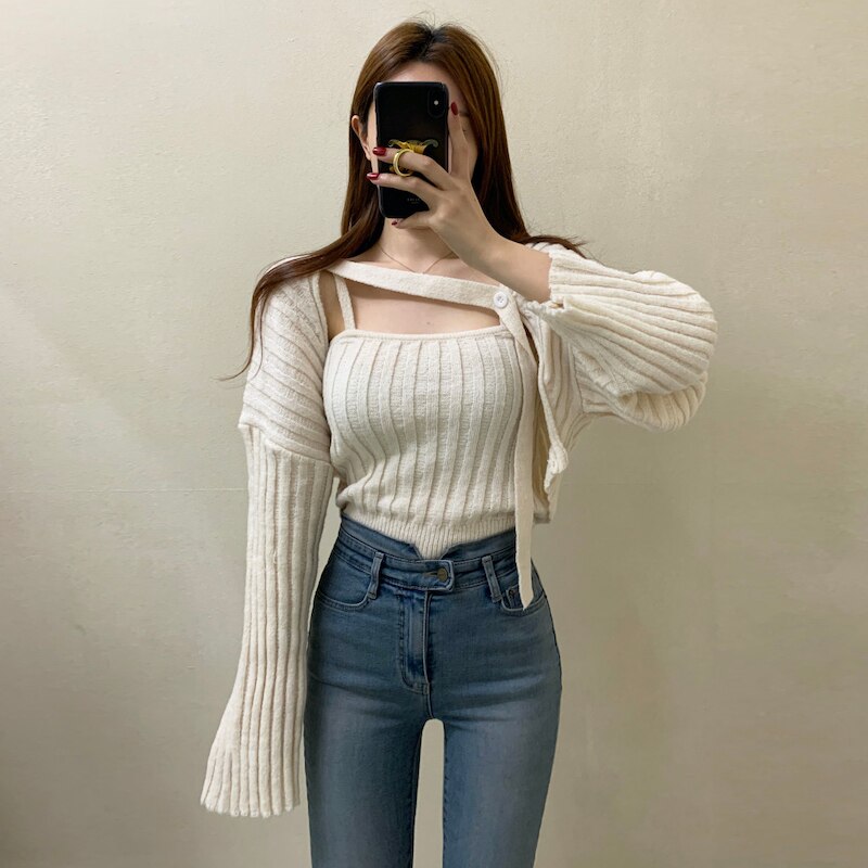 Camisole and Knit Cardigan Set