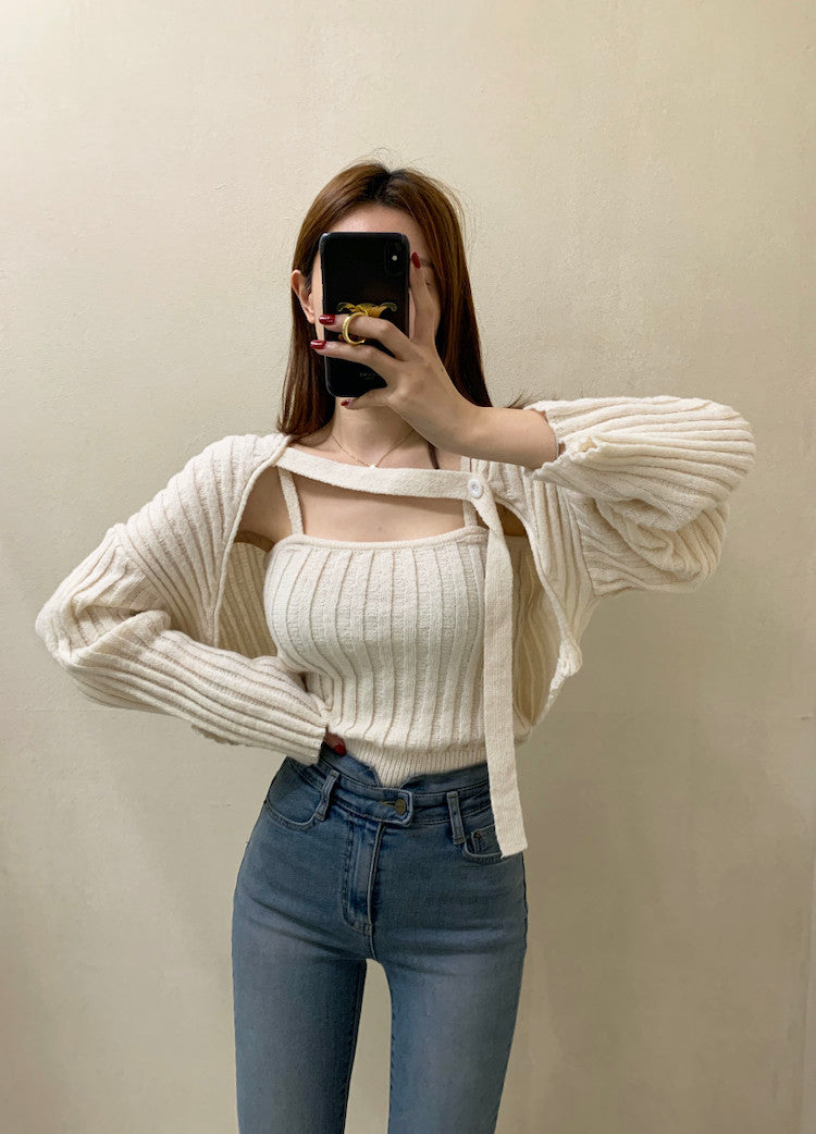 Camisole and Knit Cardigan Set