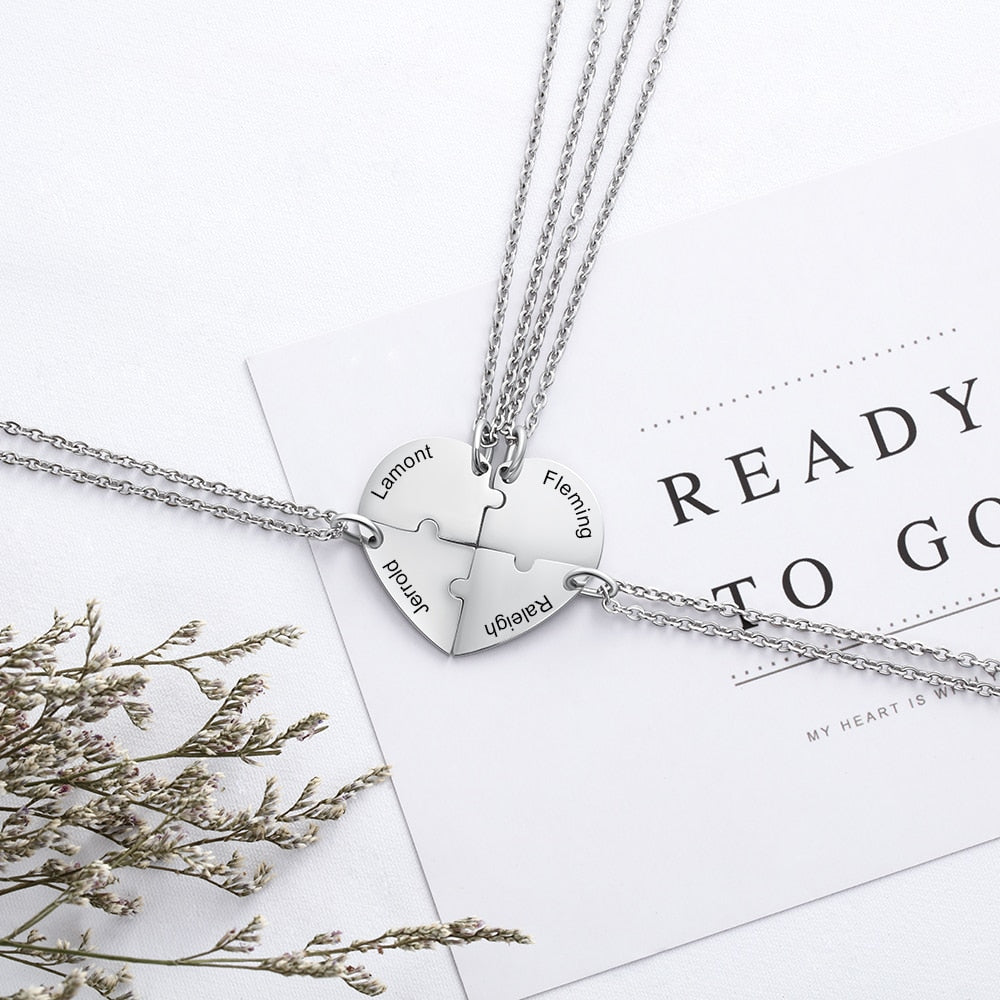 Four-Friend Heart Necklace