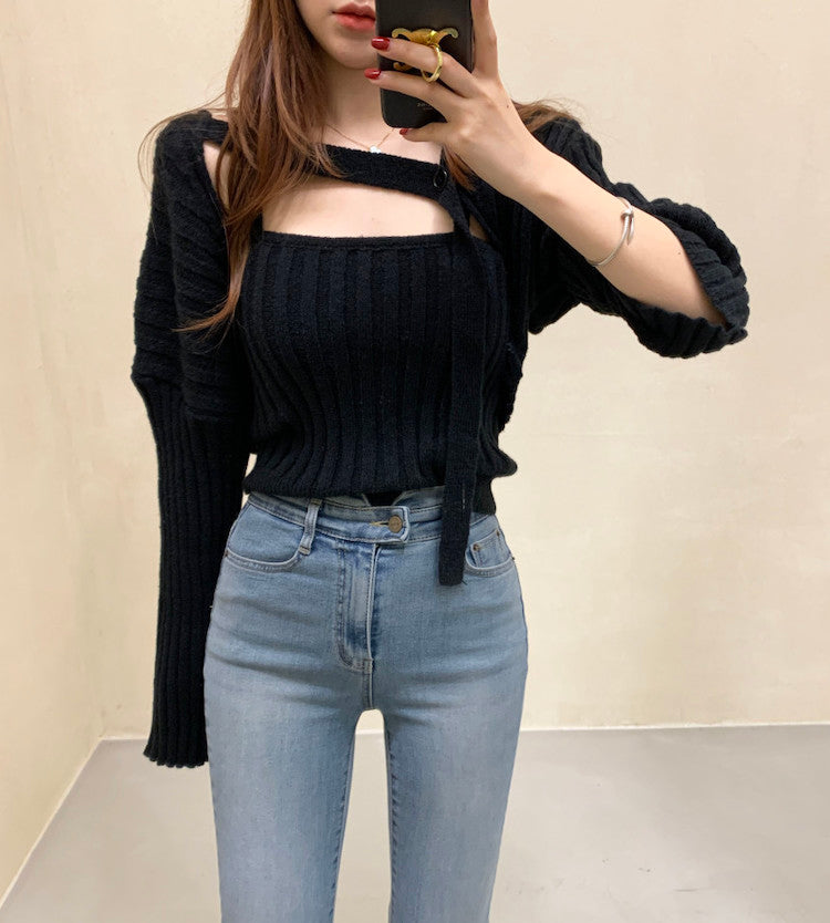 Camisole and Knit Cardigan Set
