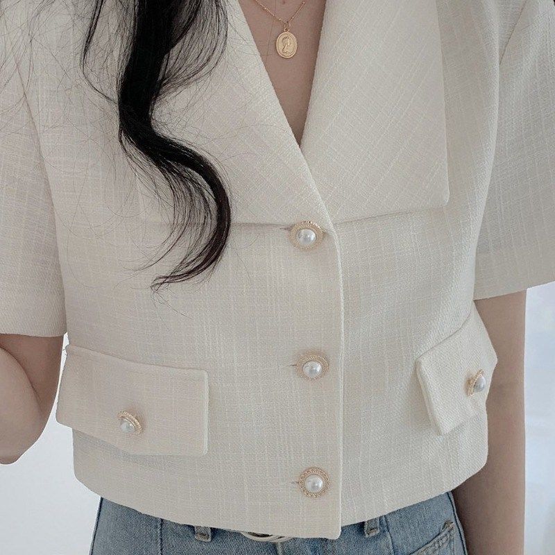 Short-Sleeve Cropped Blazer