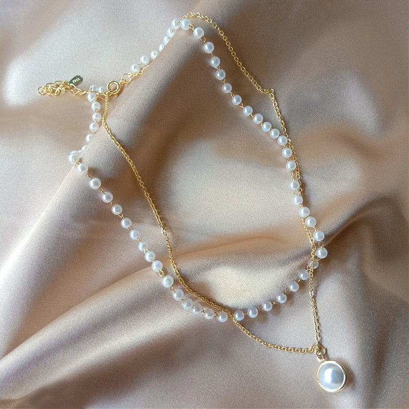 Beaded Pearl-Style Choker Necklace