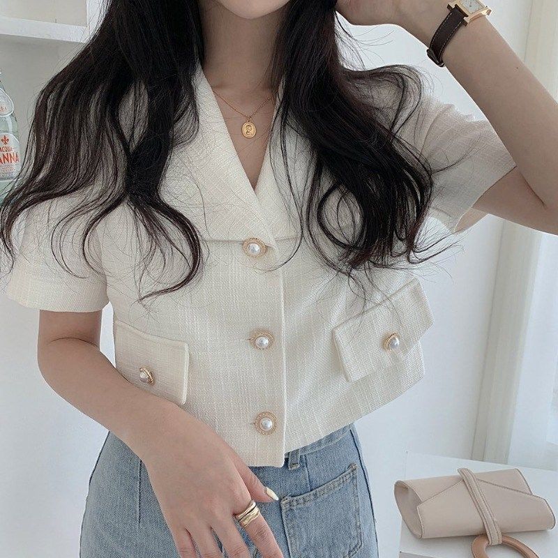 Short-Sleeve Cropped Blazer