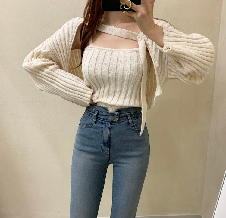 Camisole and Knit Cardigan Set