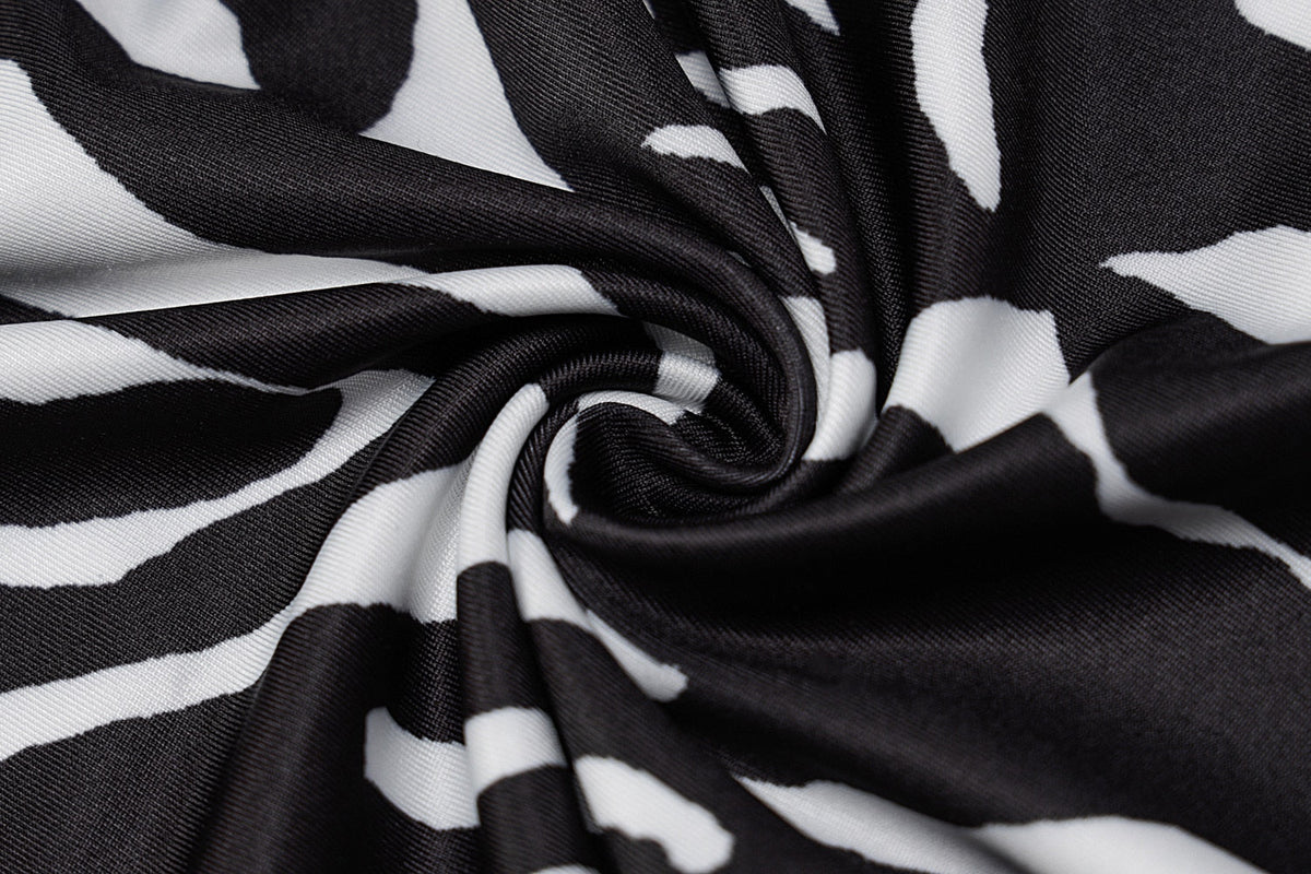 Zebra Print Long Sleeve V-Neck Bandage Sexy Mini Dress Streetwear Outfits Party Wear