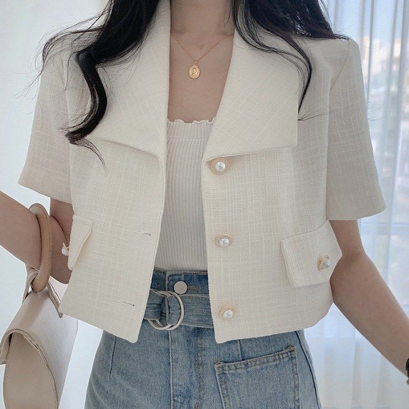Short-Sleeve Cropped Blazer