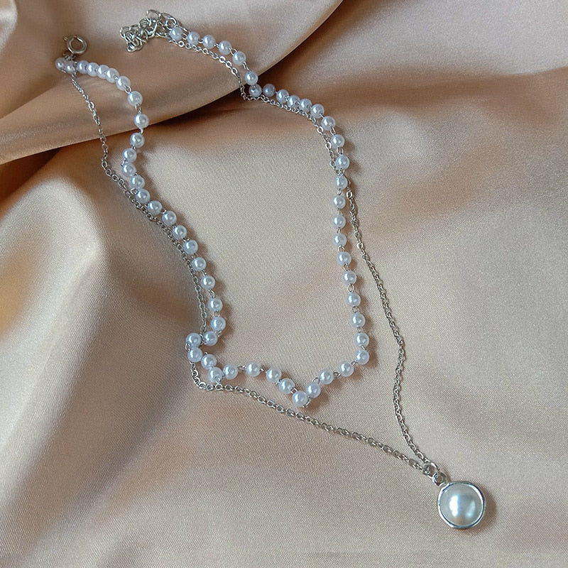 Beaded Pearl-Style Choker Necklace