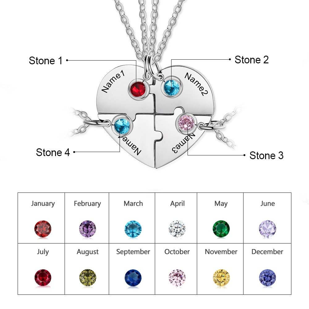 Four-Friend Heart Necklace
