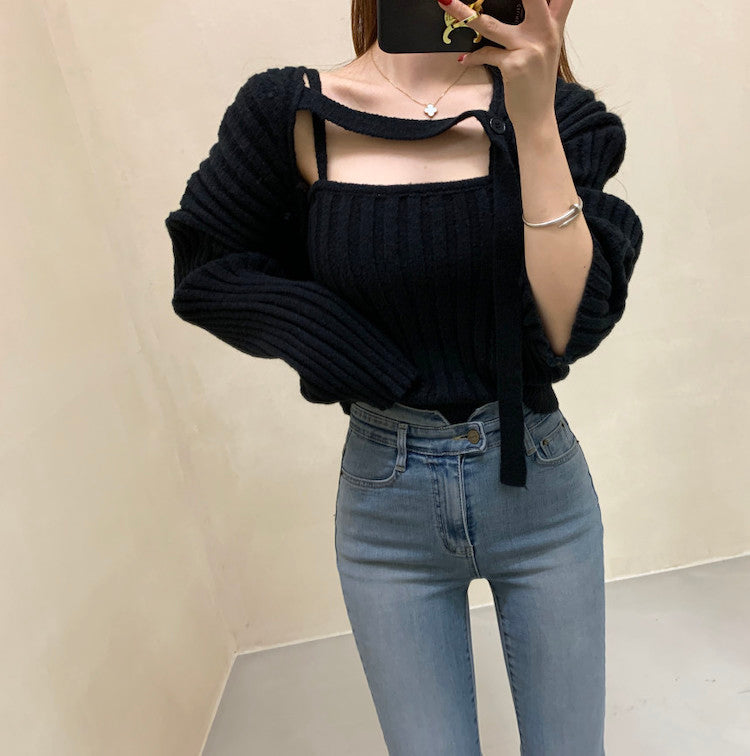 Camisole and Knit Cardigan Set
