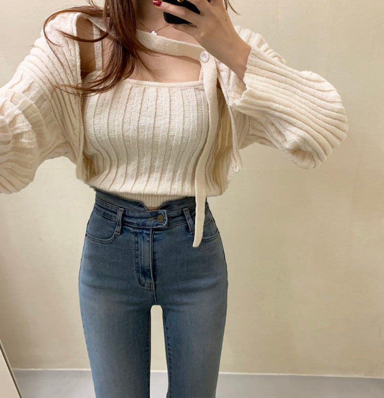 Camisole and Knit Cardigan Set