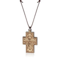 Handmade Rope Chain Necklace Wood Orthodox Cross Pendant Necklace