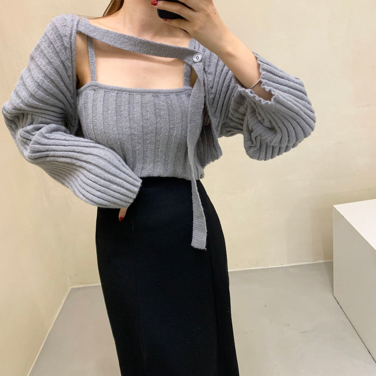 Camisole and Knit Cardigan Set