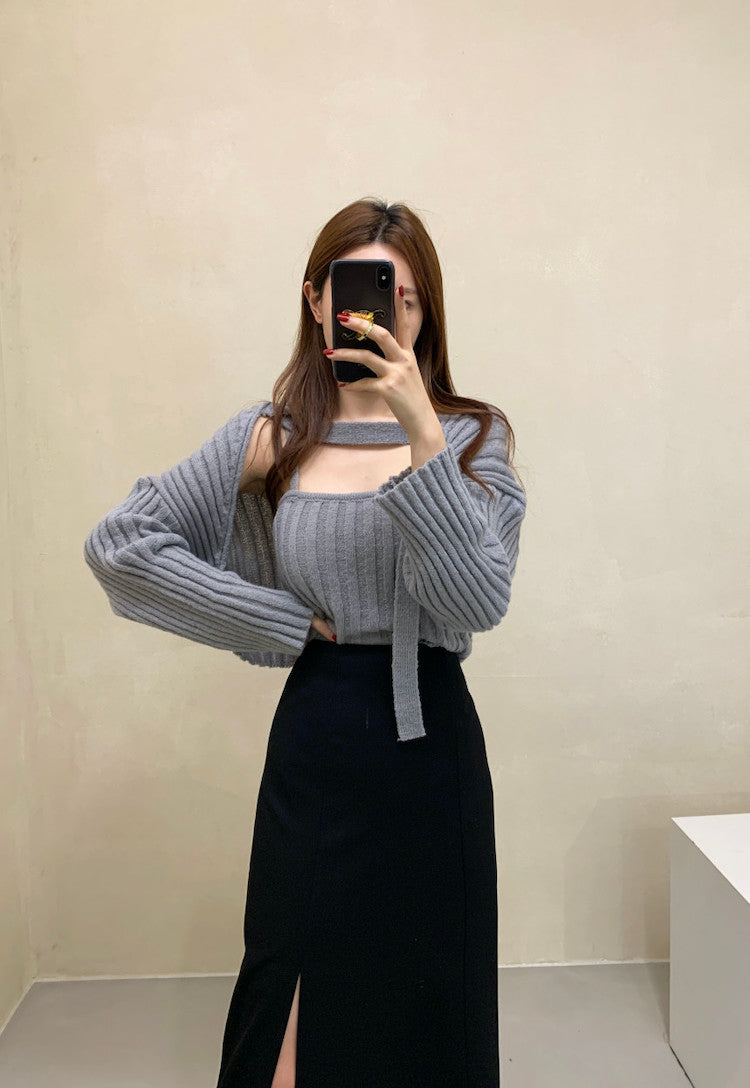 Camisole and Knit Cardigan Set