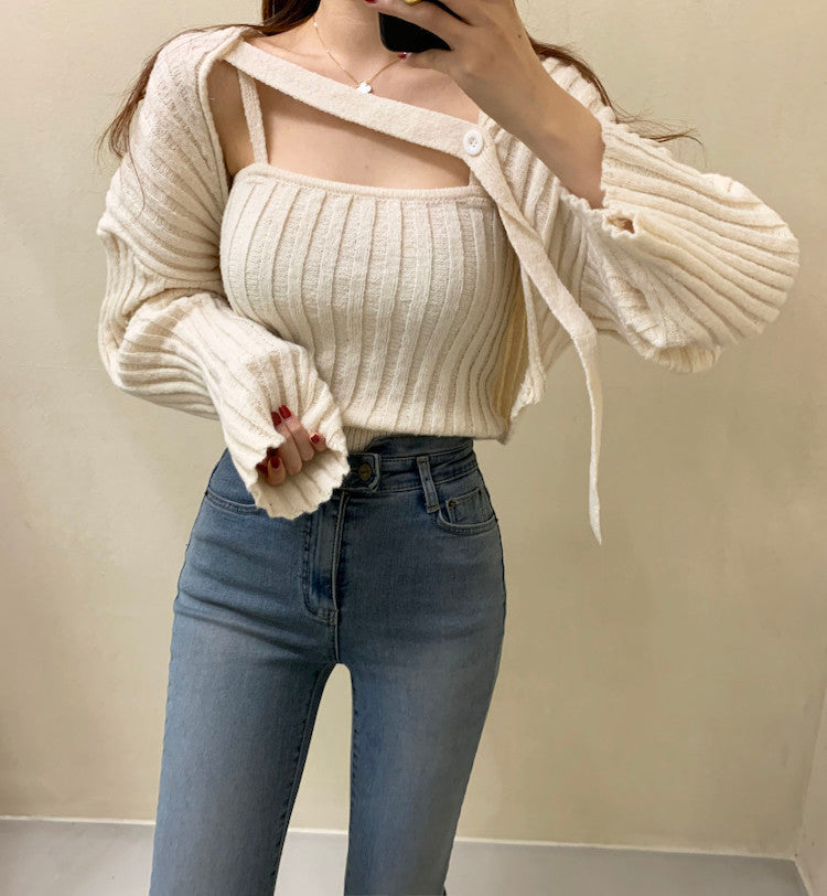 Camisole and Knit Cardigan Set