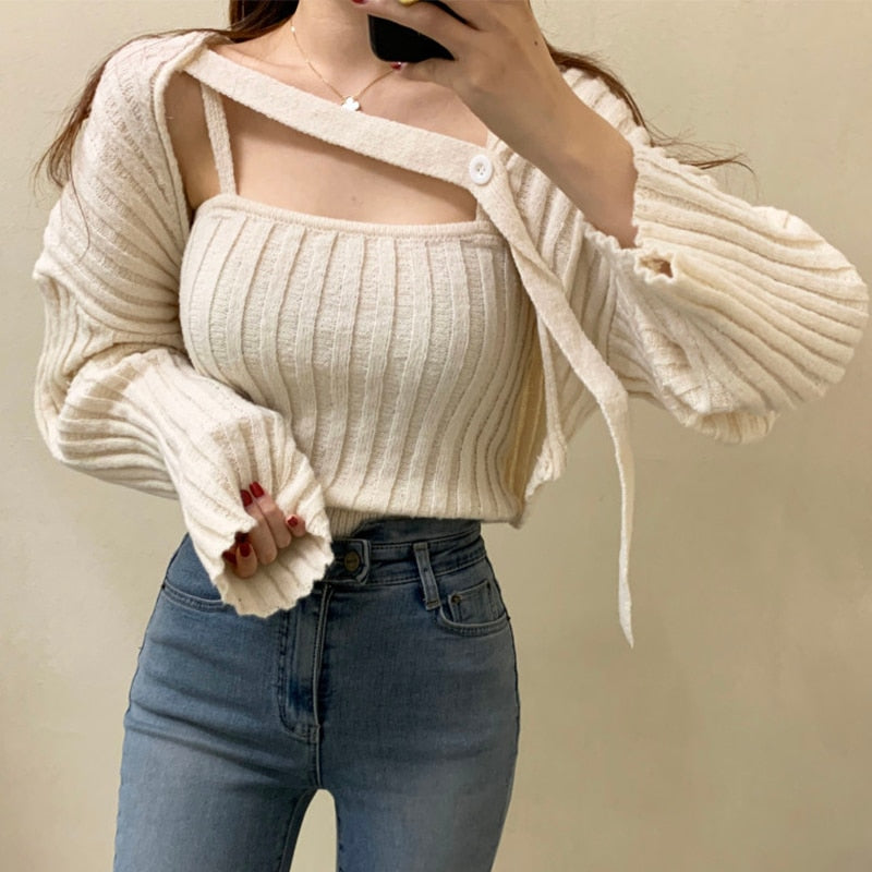 Camisole and Knit Cardigan Set