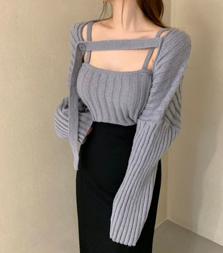 Camisole and Knit Cardigan Set