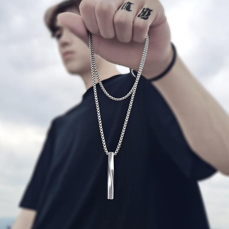 Black Rectangle Pendant Necklace