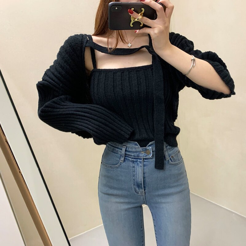Camisole and Knit Cardigan Set