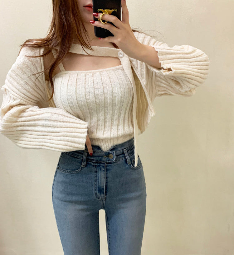 Camisole and Knit Cardigan Set