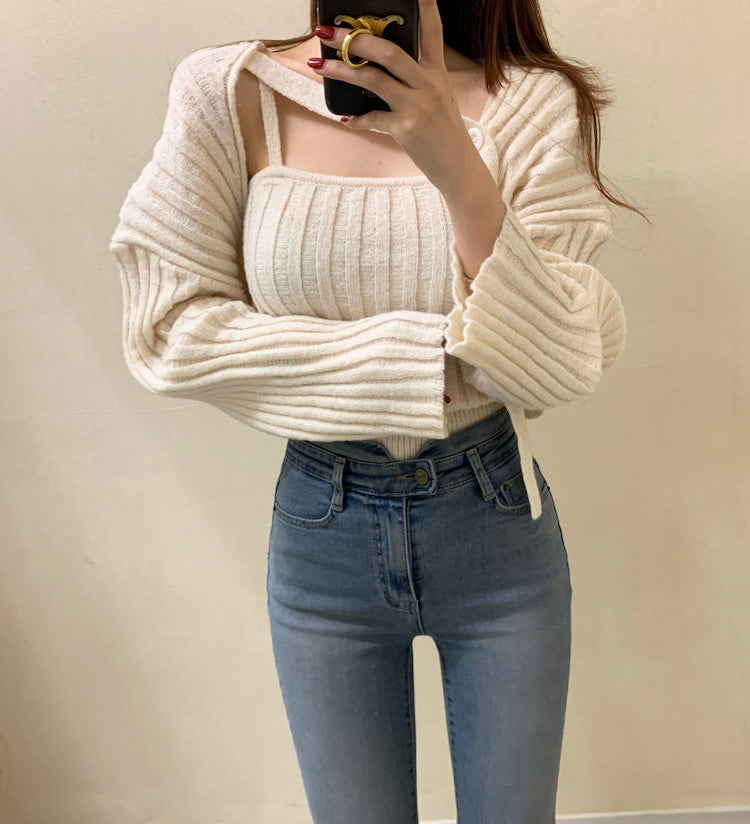 Camisole and Knit Cardigan Set