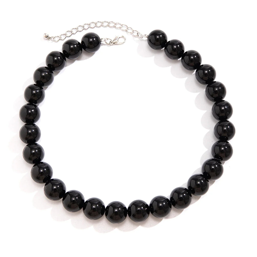 Black Acrylic Bead Necklace