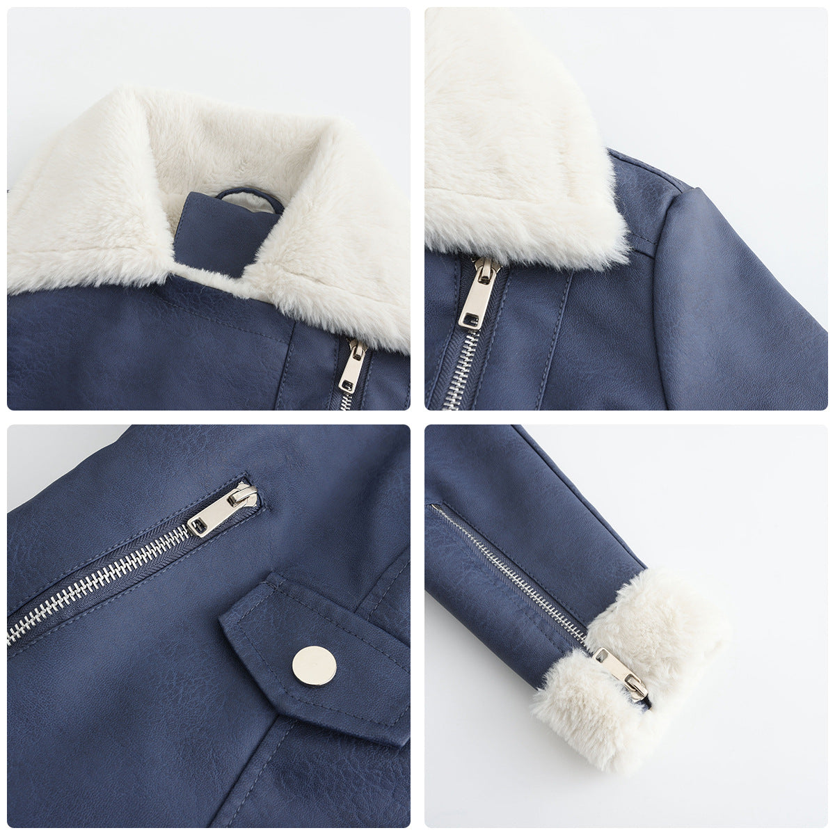 Faux Leather Long-Sleeve Lapel Jacket