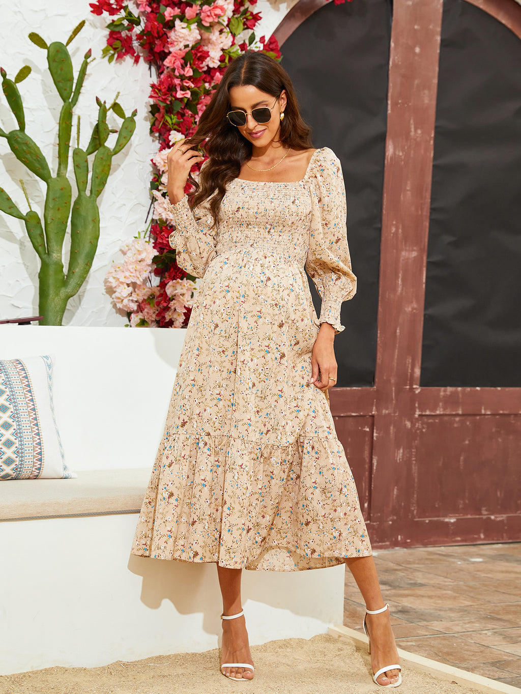 Floral Chiffon Maternity Dress