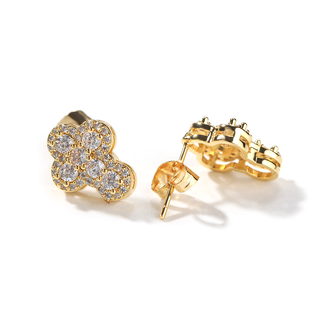 Cubic Zirconia Cross Stud Earrings