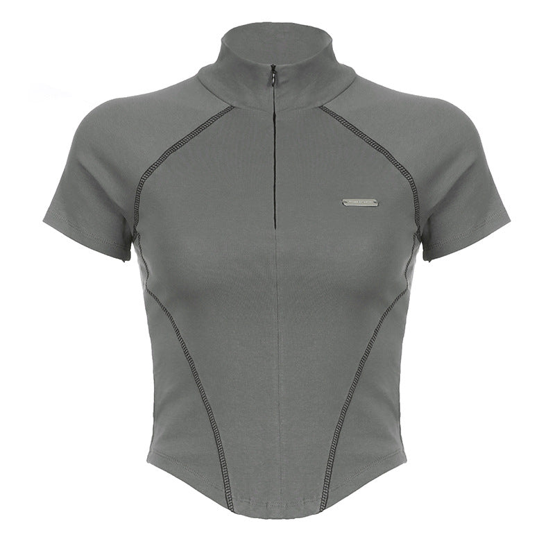 Slim-Fit Short-Sleeve Zip-Neck Top
