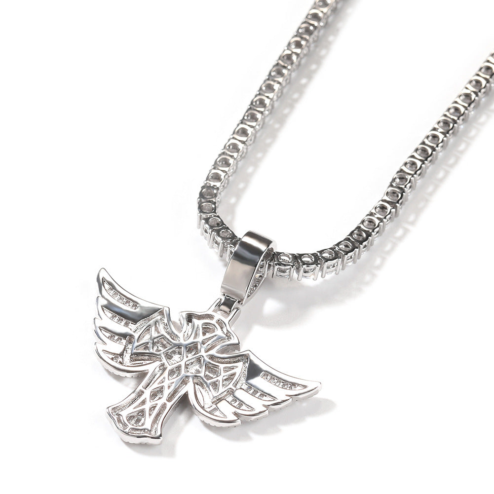 Angel Wings Cross Pendant Necklace
