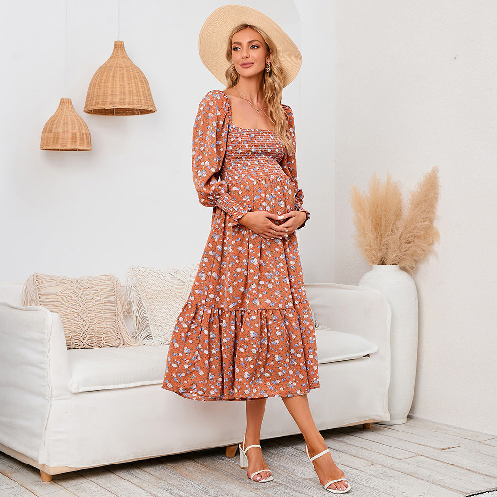 Floral Chiffon Maternity Dress