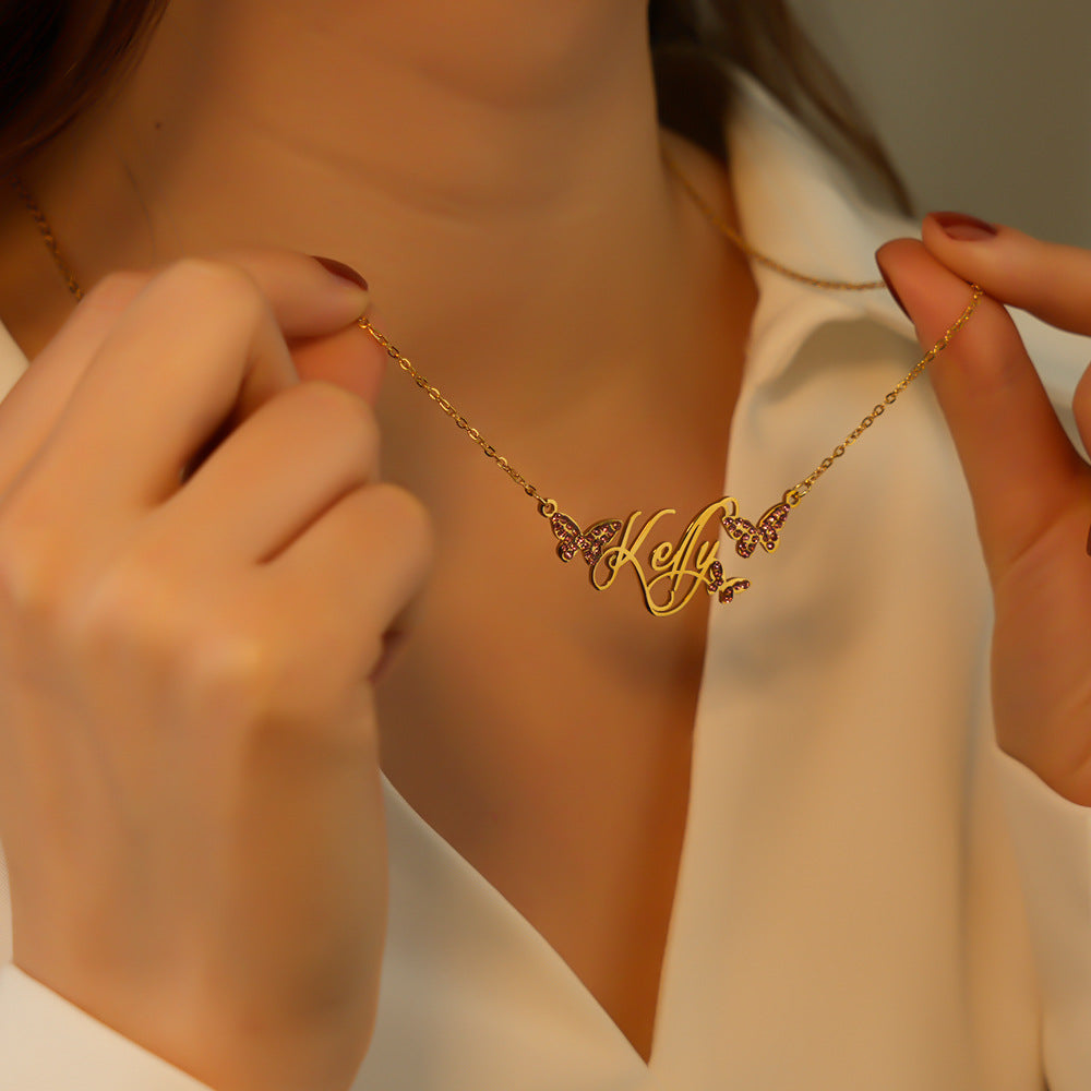Personalized Butterfly Name Necklace