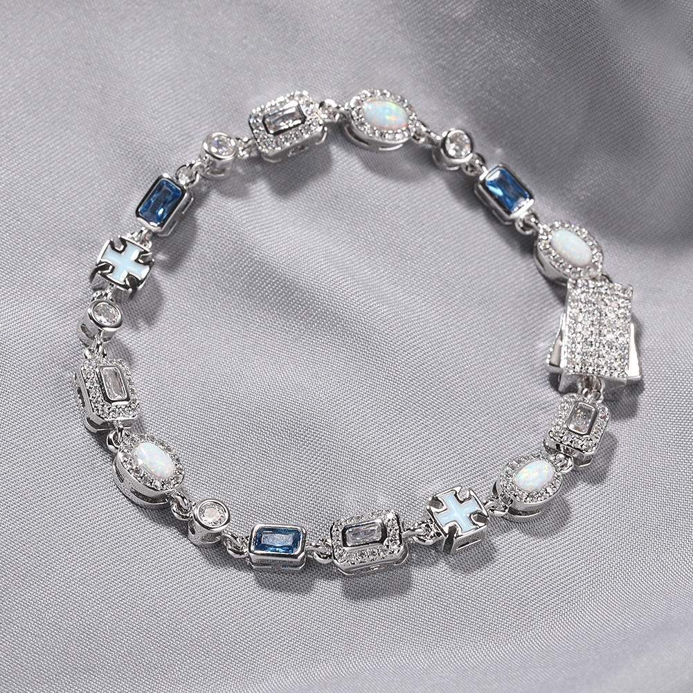 Blue Zircon-Inlay Chain Jewelry