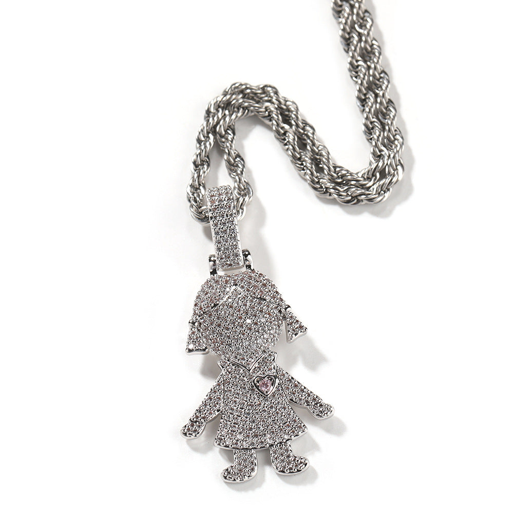 Cartoon Couple Pendant Necklace