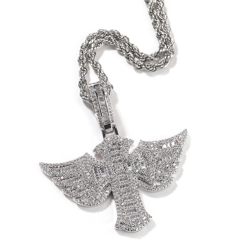 Angel Wings Cross Pendant Necklace