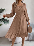 Square-Neck Ruffle A-Line Dress