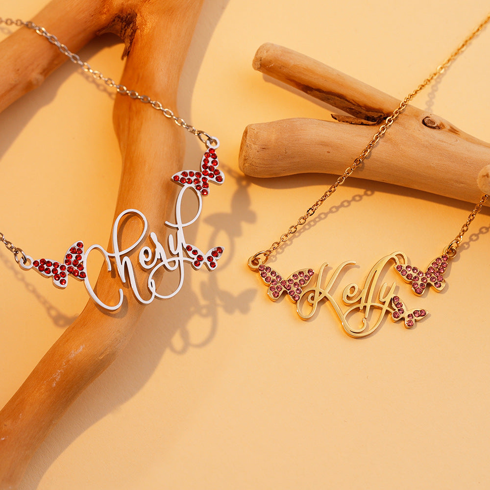 Personalized Butterfly Name Necklace