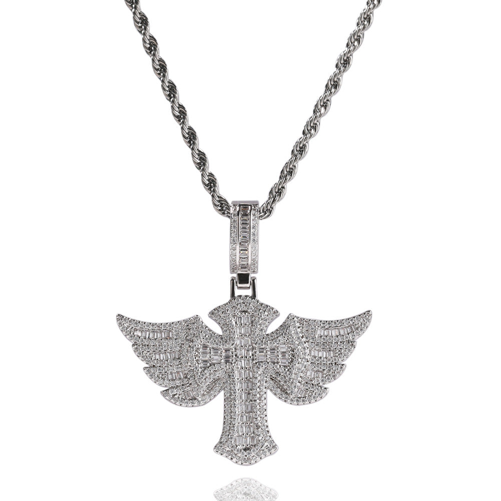Angel Wings Cross Pendant Necklace