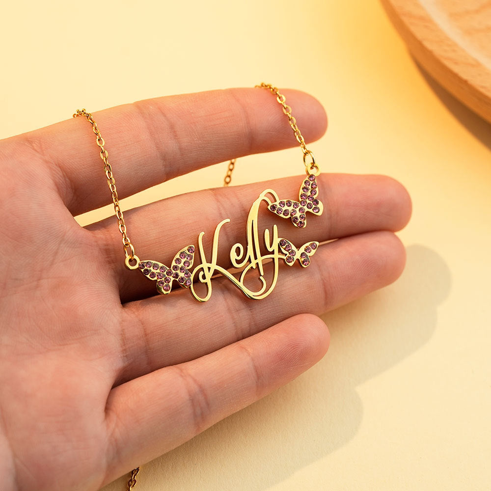 Personalized Butterfly Name Necklace