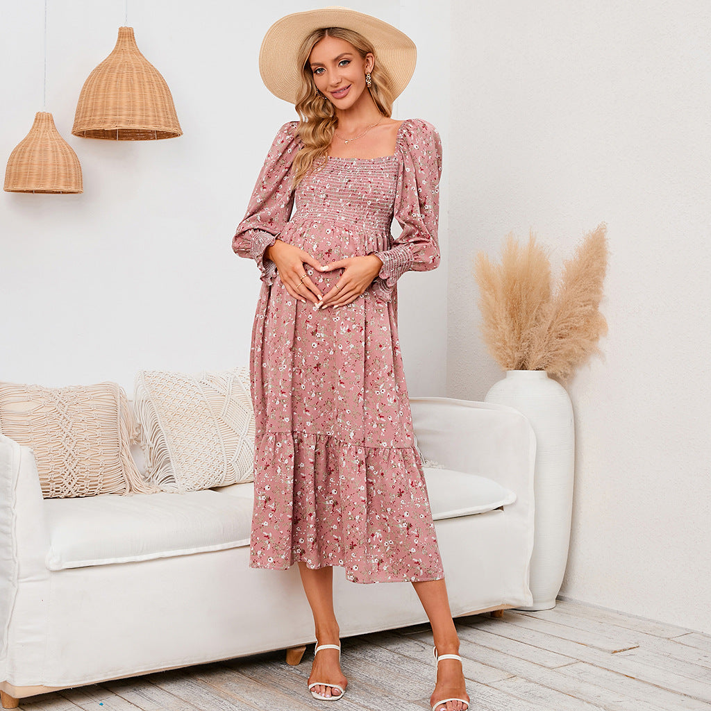 Floral Chiffon Maternity Dress
