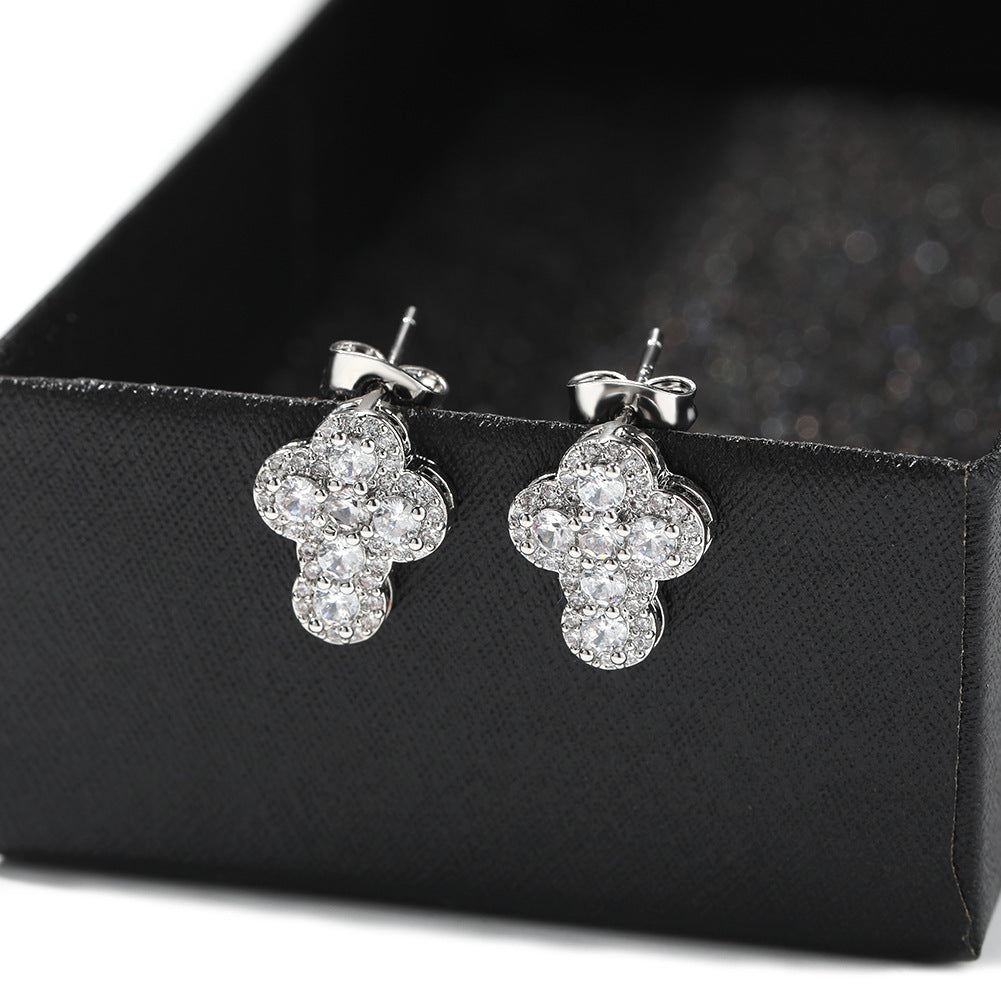 Cubic Zirconia Cross Stud Earrings