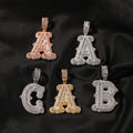 Hip-hop fully diamond-encrusted spiky rock sugar letter necklace